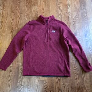 The North Face Fleece 1/4‎ Zip Pullover Sweater Mens XL Red Heathered Casual